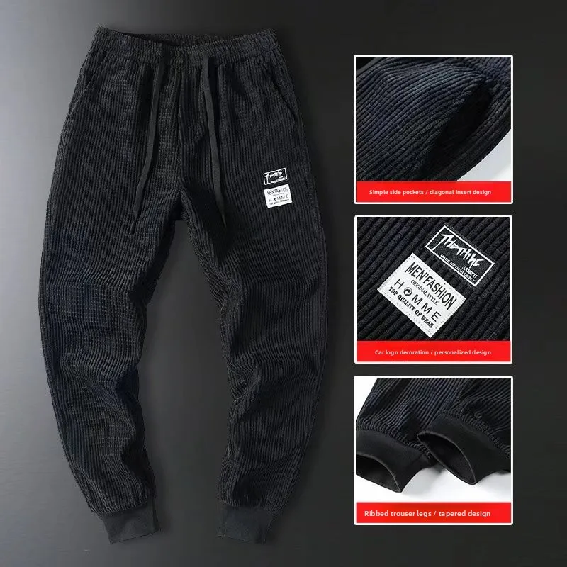 

Мужские повседневные спортивные брюки свободного кроя с манжетами, весна-лето, новинка, молодежные прямые брюки для активного образа жизни