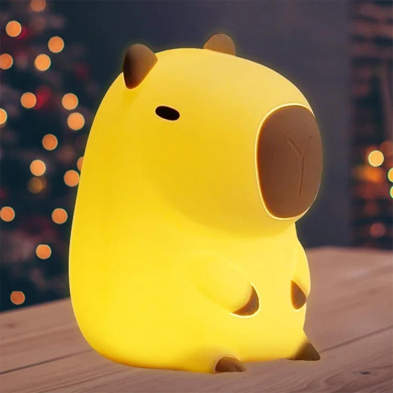 

Cute Capybara Night Light Childrens Silicone Nightlight Gift USB Rechargeable Animal Touch Bedside Sleep Lamp Decoration Zenitsu