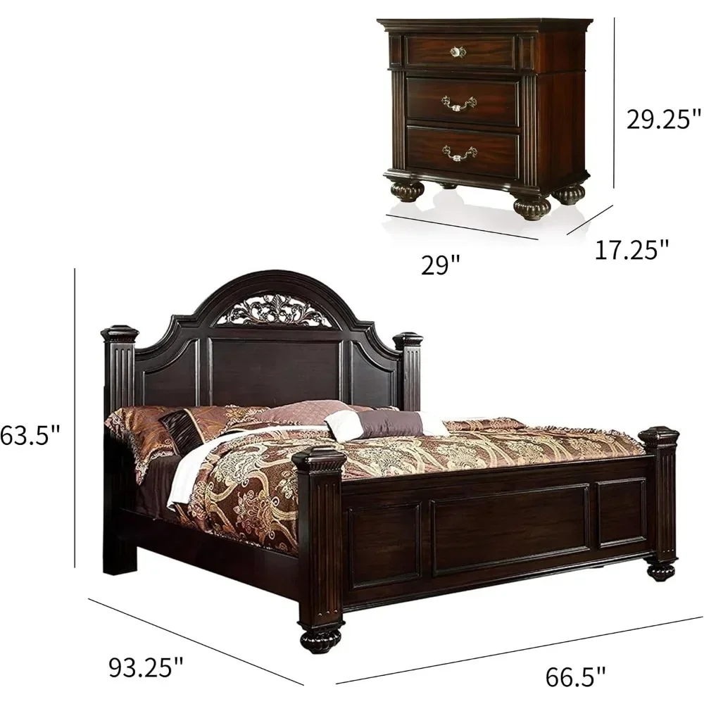 24/7 6-Pieced Wood Bedroom Set with Chest, Mirrored-Dresser and 2 Nightstands, B