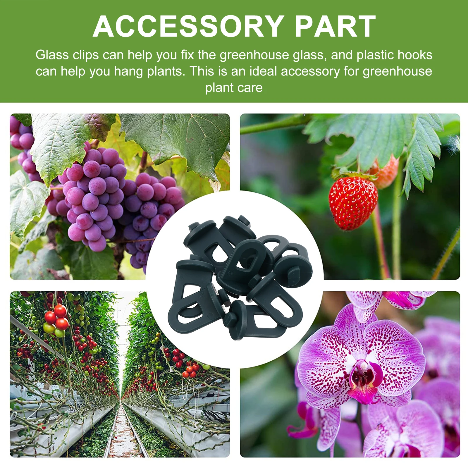 

25pcs Stainless Glass Clips Plastic Plant Hangers Greenhouse Supplies Greenhouse Glass Fixing Clamp Frame Clamp Panel Fixing