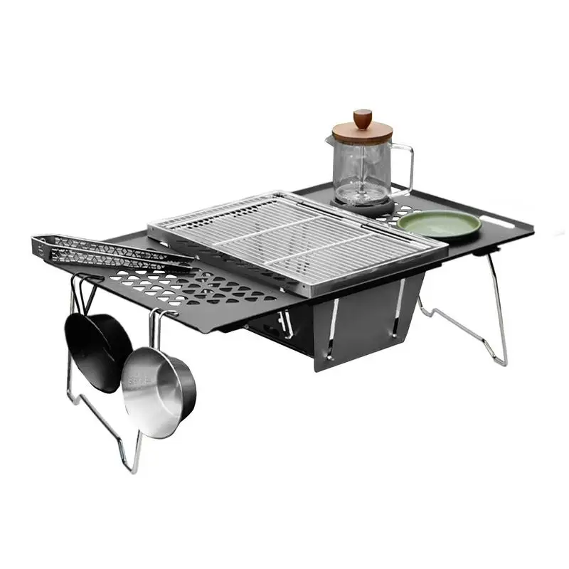 

Portable Camping IGT Table Stainless Steel Folding Table Picnic Jointable Table Outdoor Storage Rack Grill Rack For Camping
