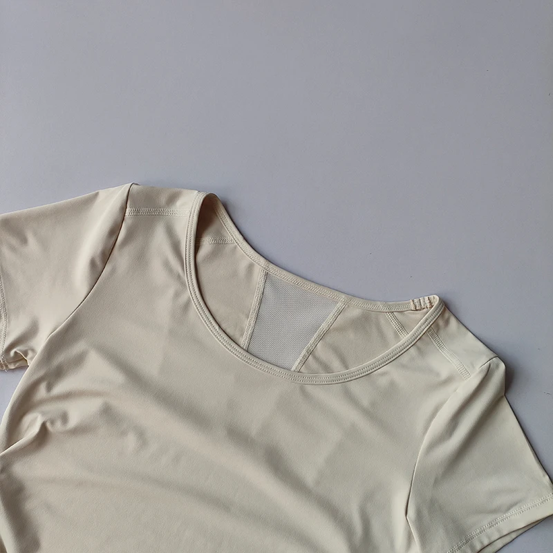 Sportliches Kurzarm-Sommer-Oberteil für Damen mit Taillenbetonung, Fitness-Trainings-Top mit Mesh-Einsätzen, atmungsaktiv, schnelltrocknend, Yoga-Anzug T-Shirt – Detail 11