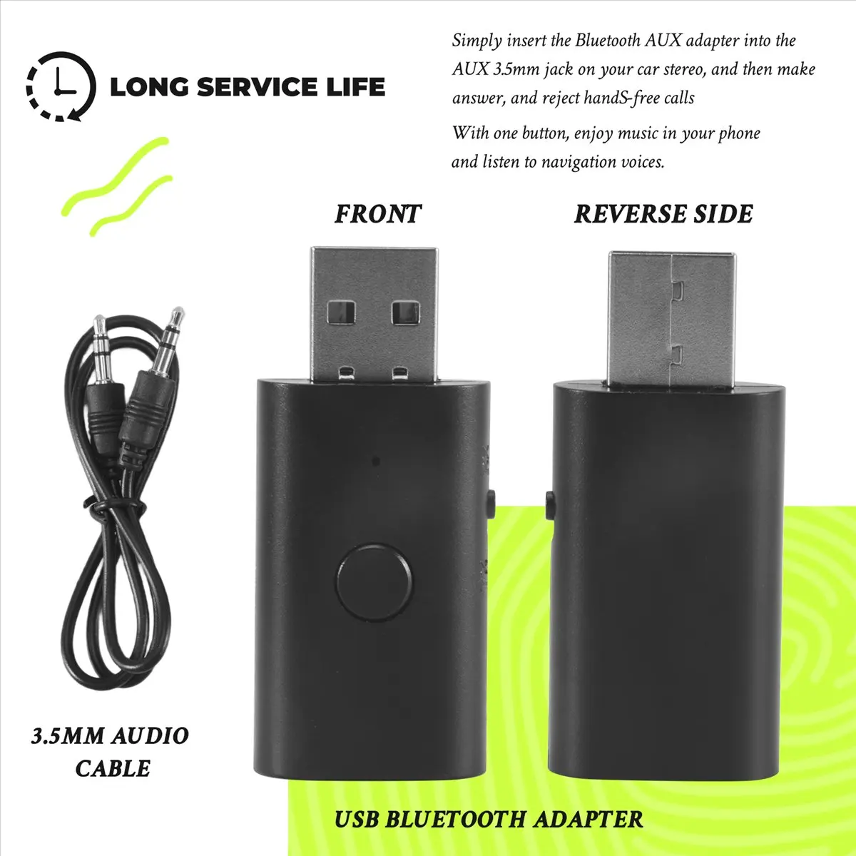 【N21R】 Bluetooth 5.3 Transmitter Receiver, 3.5mm Aux Wireless USB Adapter