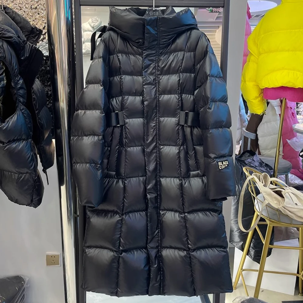 Femmes hiver à capuche coupe-vent blanc duvet d'oie manteau européen surdimensionné doudoune ample déplacements décontracté chaleur doudoune