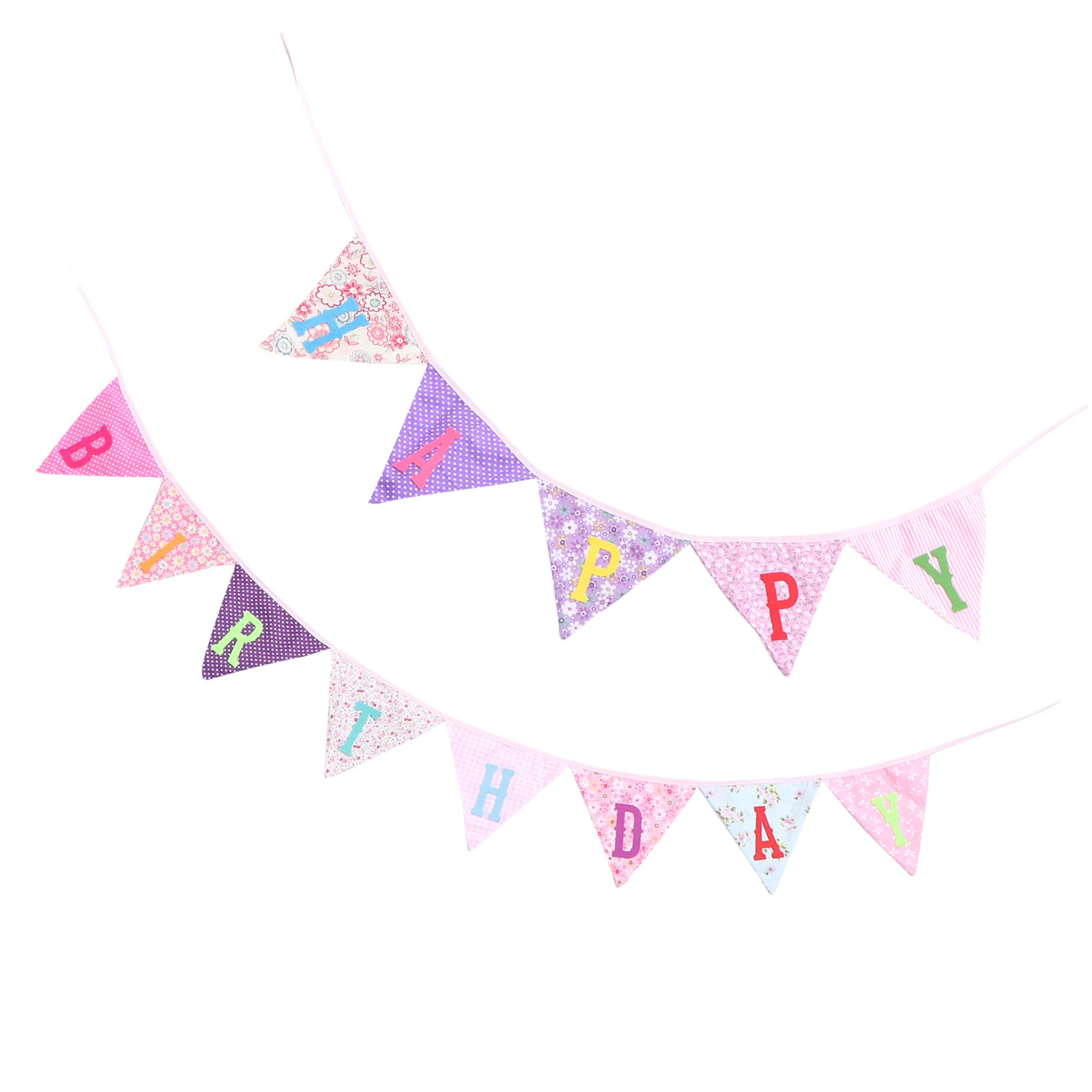 

2.4M 'S Birthday Party Decoration Cotton Printed Banner Pink Anniversary Bunting Wall Hanging Backdrop Party Diy
