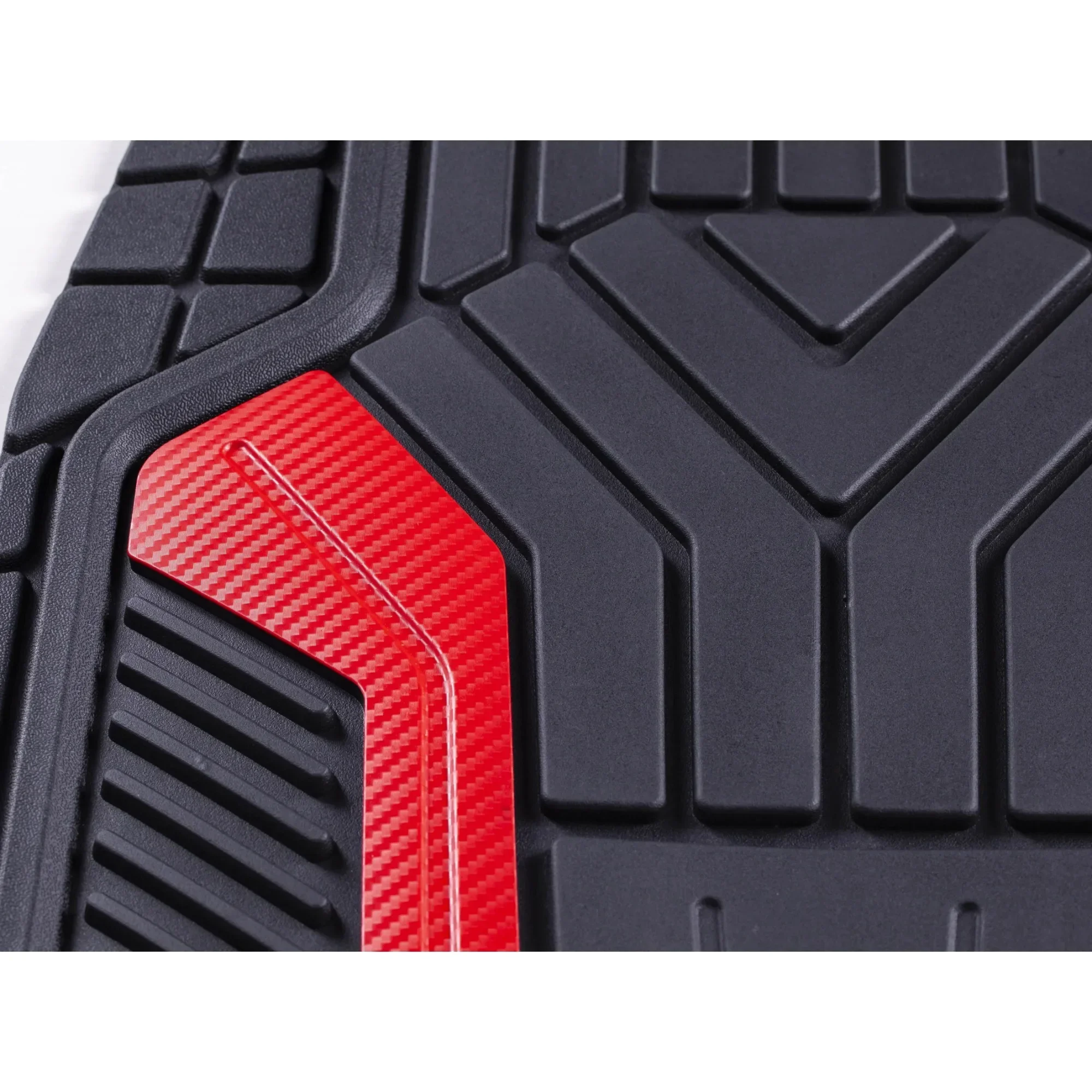 سجادات سيارة من ألياف الكربون الحمراء، بطانات أرضية عالمية لجميع الأحوال الجوية، حماية مضادة للانزلاق لسيارات السيدان وسيارات الدفع الرباعي والشاحنة