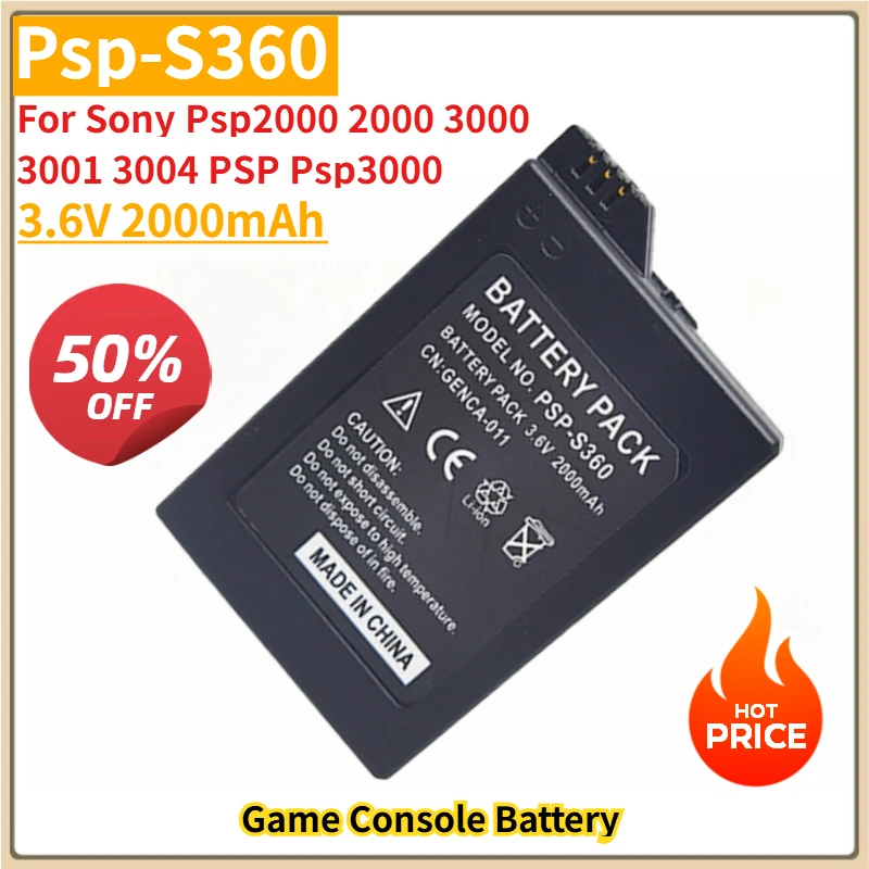 

New Replacement Battery Psp-S360 3.6V 2000mAh Battery for Sony Psp2000 2000 3000 3001 3004 PSP Psp3000 Game Console Li-Polymer