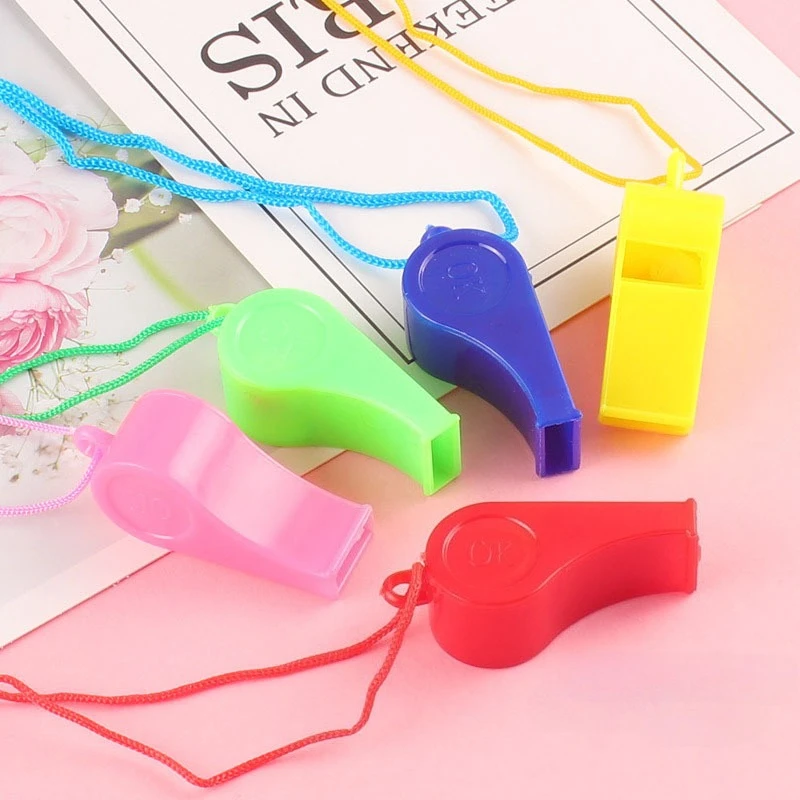 20PCS Colorful Referee Whistles - Loud Plastic Cheerleading Accessories for Basketball Soccer Fans Sport Events & Party Favors w