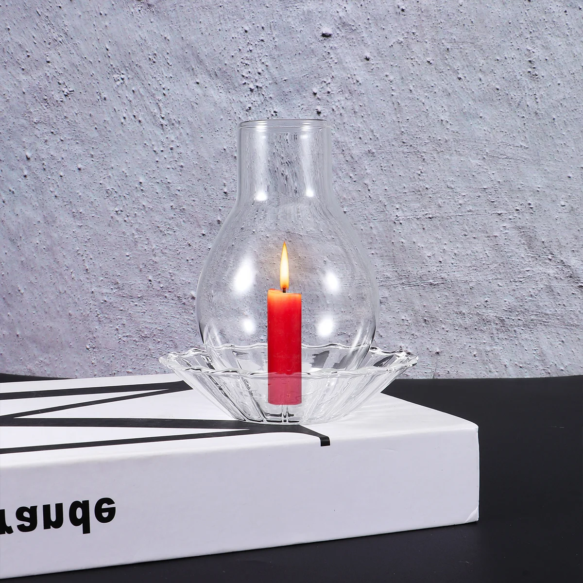 

1Pcs Glass Holder Transparent Wind-Proof Modern Minimalist Style Easy to Clean for Home Party Ambient Lighting Decor