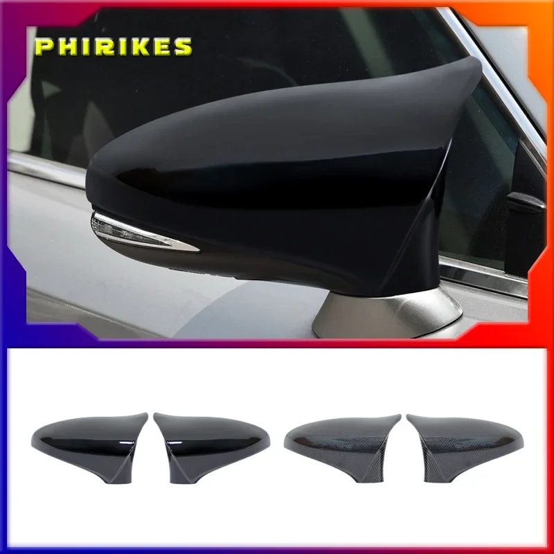 A Pair for LEXUS LS 2013-2016 M Horn Style Carbon Fiber Glossy Black Wing Rearview Mirror Cover Cap Case Trim