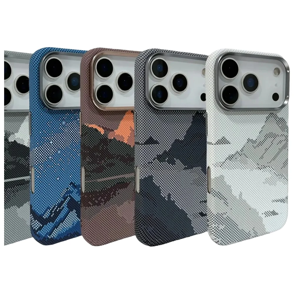 Magnetyczne etui Snow Mountain na iPhone'a 17 16 Pro Max, matowe, tłoczone, twarda obudowa PC, ochrona obiektywu aparatu, Capinha Funda — zdjęcie produktu 7