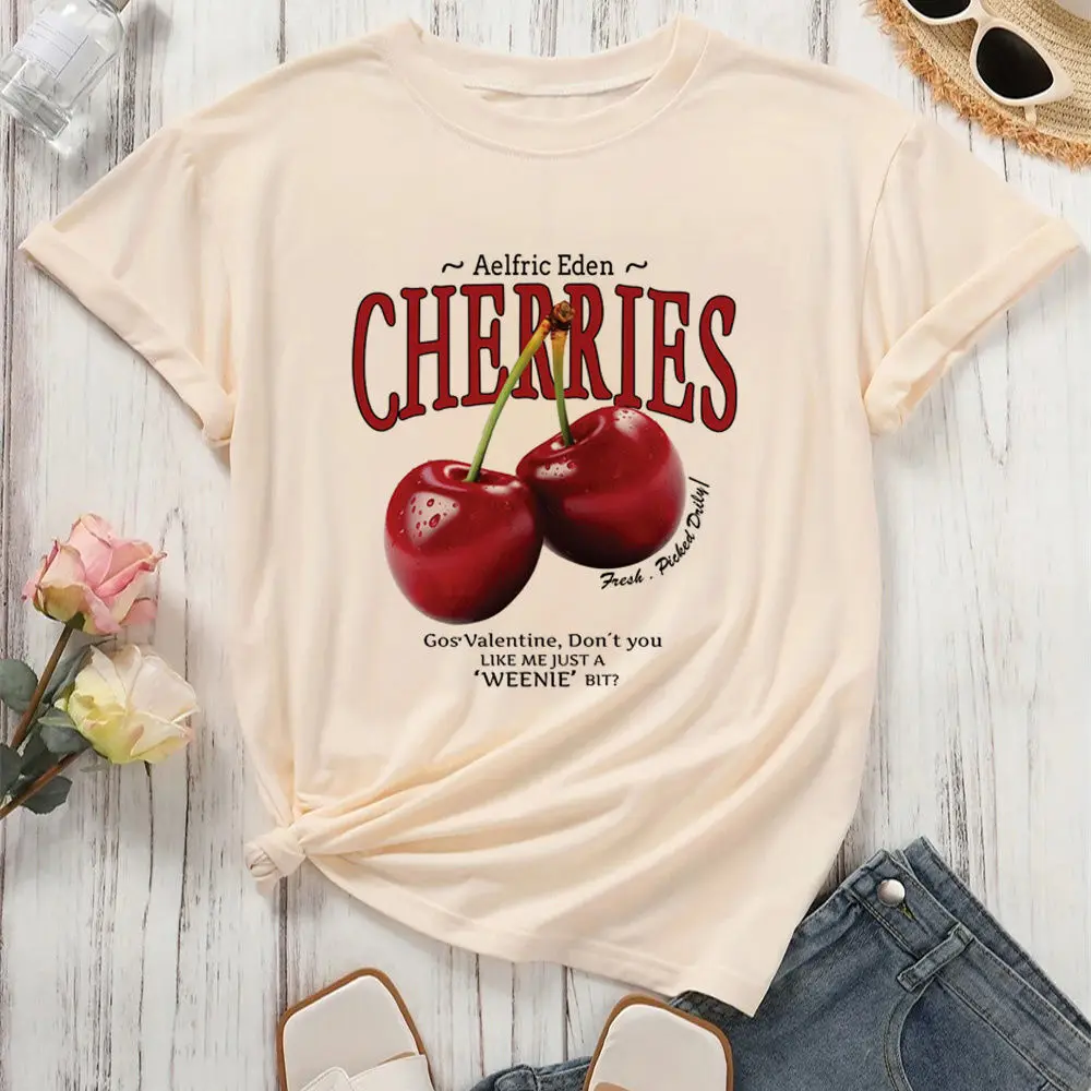 Camiseta Cherry para mujer, camiseta gráfica de hip hop Y2k de la Universidad de los años 2000, anime estético gótico de cultura pop Vintage de los años 80