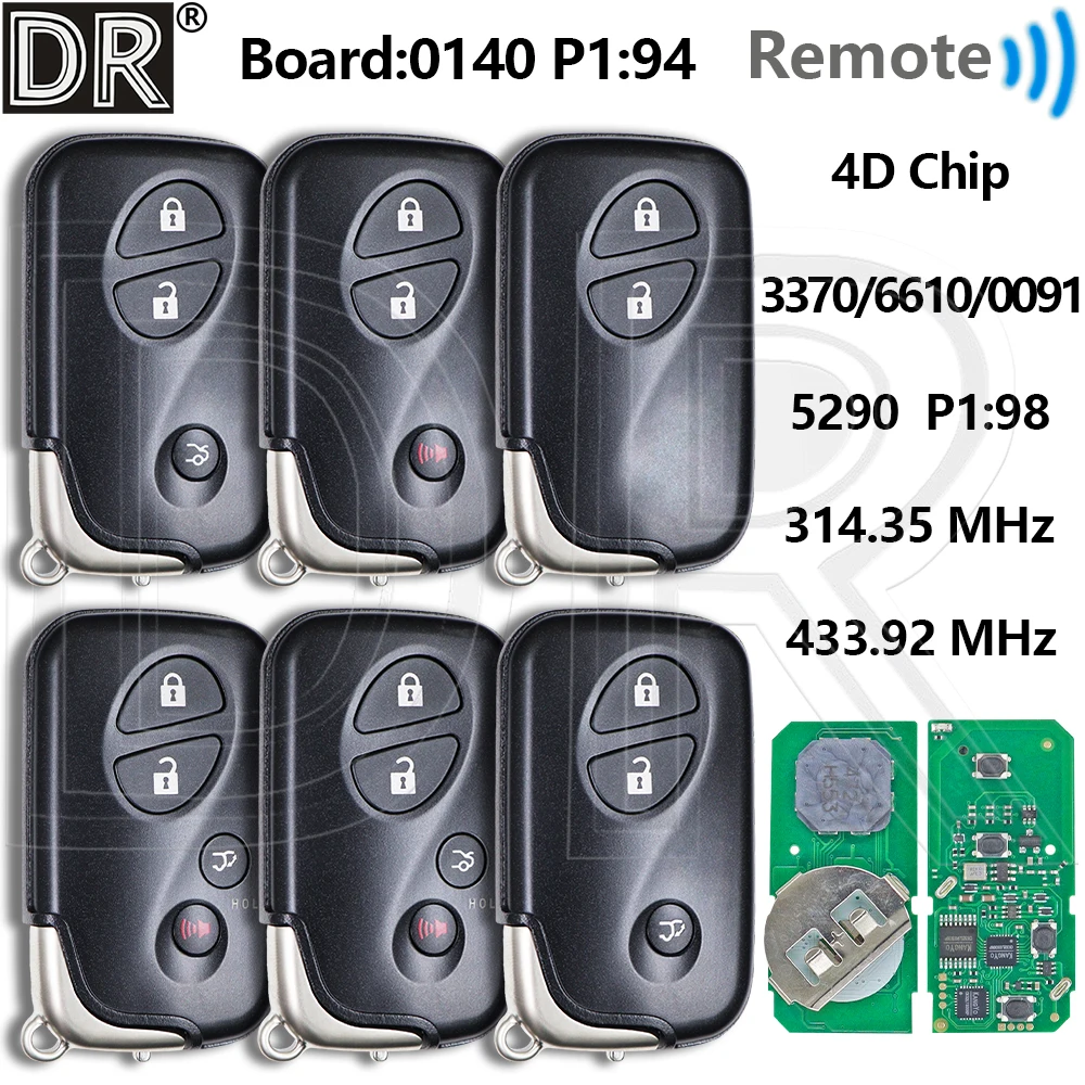 

Great 4D Chip 314/433MHz 0140/3370/5290 Car Remote Key Fob For Lexus ES350 IS250 IS350 GS300 GS350 GS450H GS460 LS460 LX570