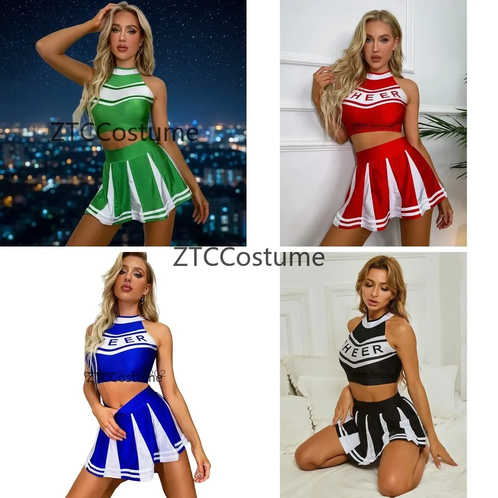 Sexy Cheerleader-Kostüm Damen Schulmädchen Cheerleading-Uniform Halloween Cosplay-Outfit für Erwachsene