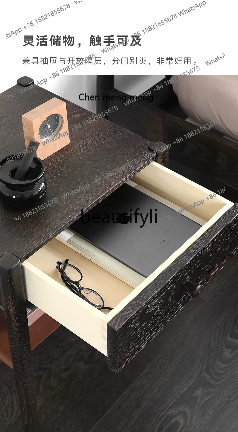 FFNordic expression medieval retro oak single draw bedside table  H