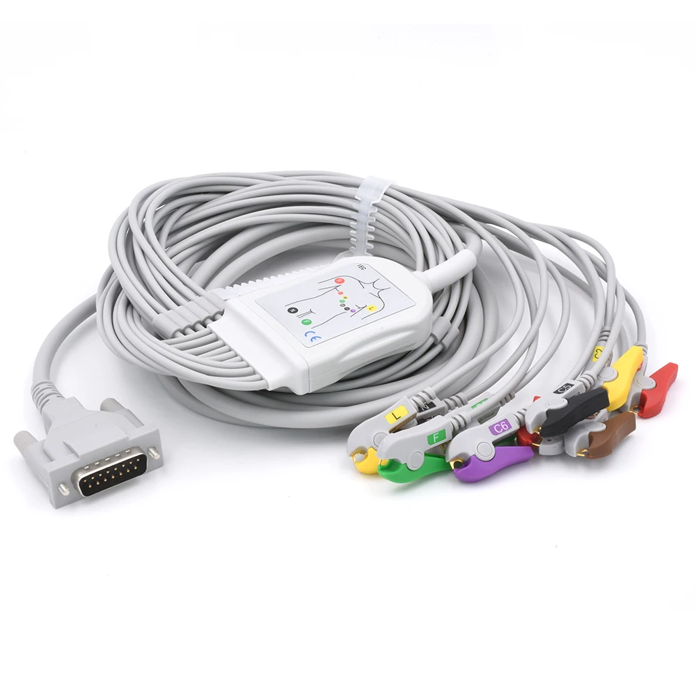 AT10/AT3/AT5/AT6 compatibele 10-Lead ECG Clip Kabel 2.5M IEC