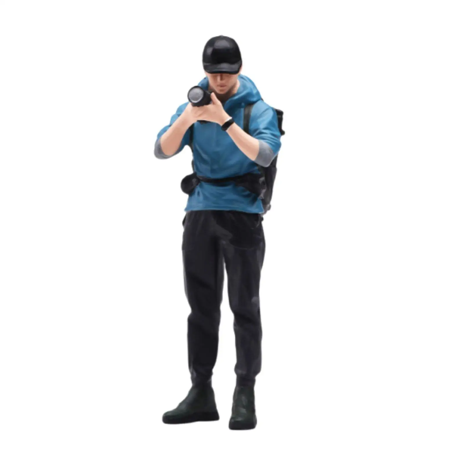 Resin Man Figurine with Camera Lifelike Details Photographer Figurine