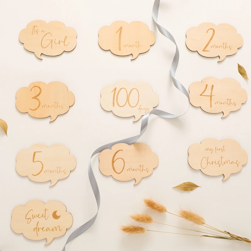 8pc Boy and Girl Milestone Card Dialog Box Growth Commemorative Card Newborn Photography Accessories Card Photography Props Gift