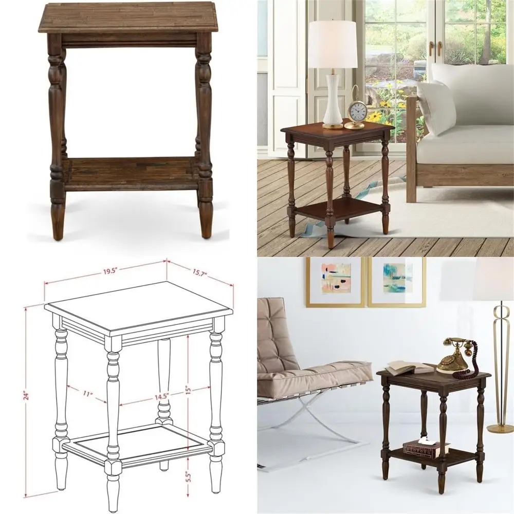 أثاث شرق غرب bf-07-et حامل ليلي بيدفورد - طاولة نهاية مستطيلة مع رف تخزين مفتوح لغرفة النوم، 16 × 20 بوصة، ديس #1