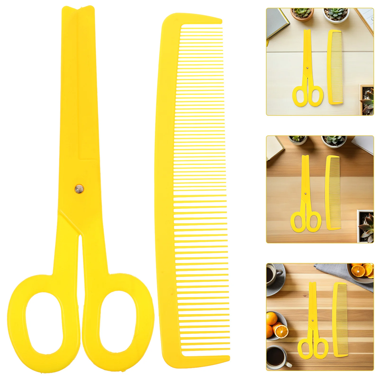 

2pcs Jumbo Clown Comb Scissor Props Oversized Plastic Prank Tools For Halloween Circus Stage Carnival Cosplay Party Novelty