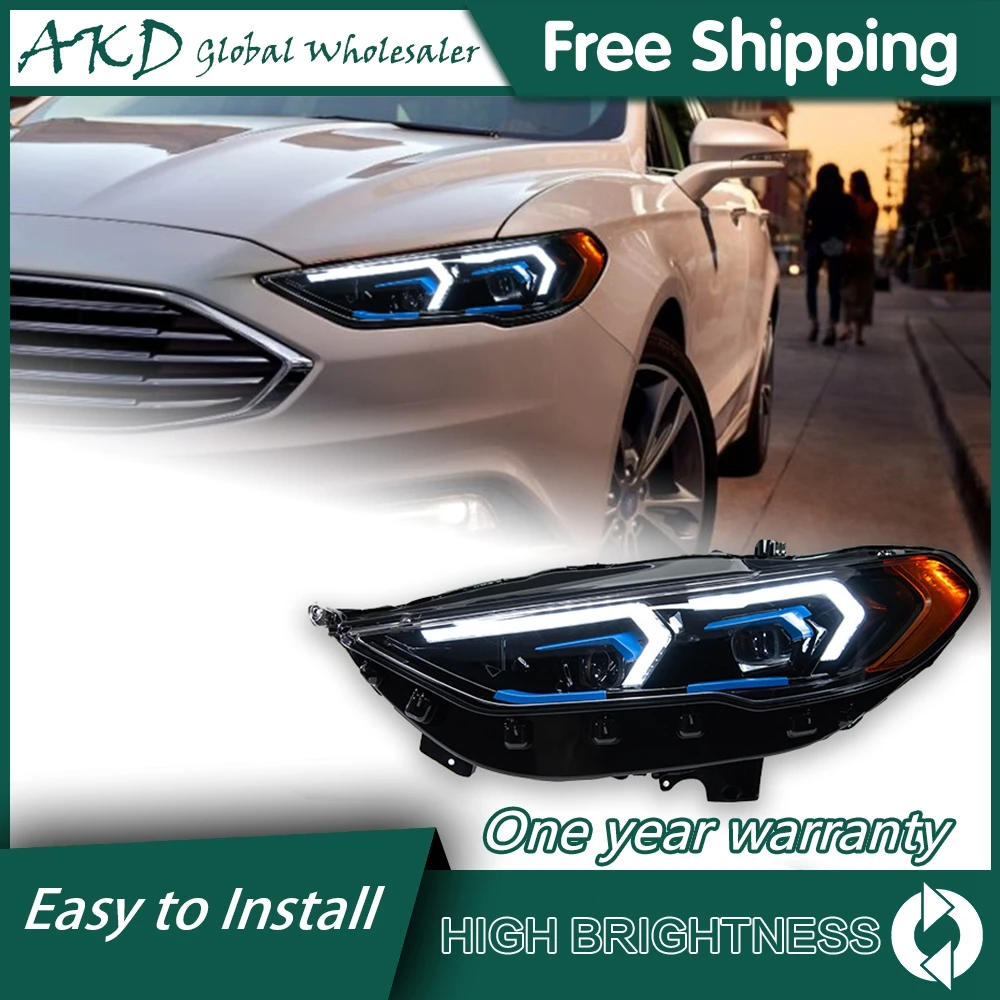 For Ford Fusion 2017-2019 Headlights DRL Daytime Running Lights Head Lamp 12V LED Bi Xenon Bulb Fog Lights Mondeo Car Accessory