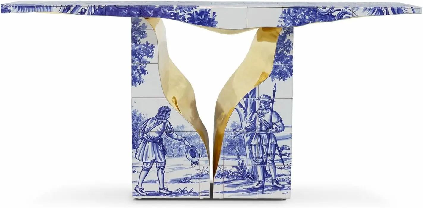 Solid Wood Entrance Table Against Wall Creative Entrance Table Center Table for Living Room(F)