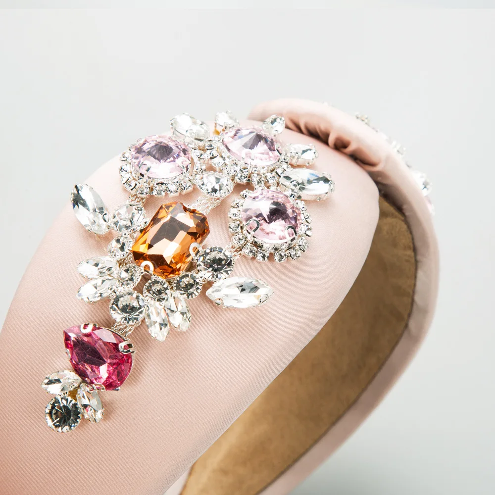 Fashion Baroque Super Shiny Glass Rhinestone Luxury Headband Wide Edge High-end Elegant Hair Accessory 2