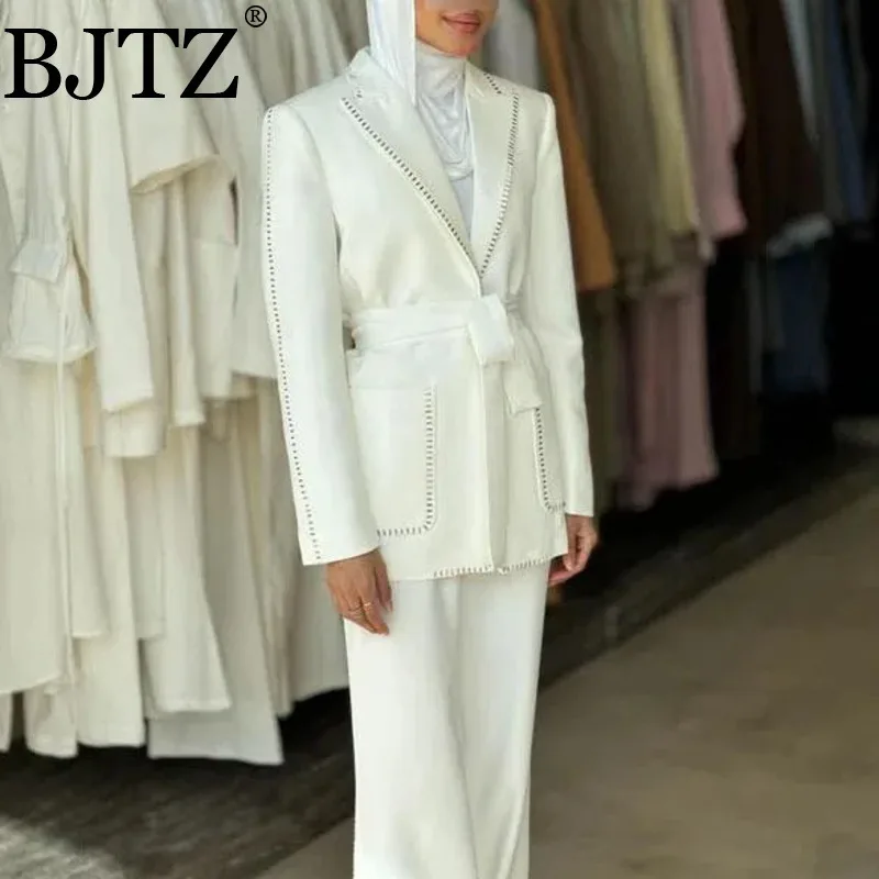 

2025 Новый модный шарф знаменитостей со стразами, свободный пиджак и брюки, комплект из двух предметов