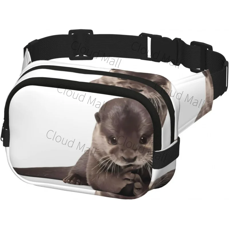 Cute Otter Square Double Layer Waist Bag Belt - Unisex Everywhere Fanny Pack Purse with Adjustable Strap, Running, Travel