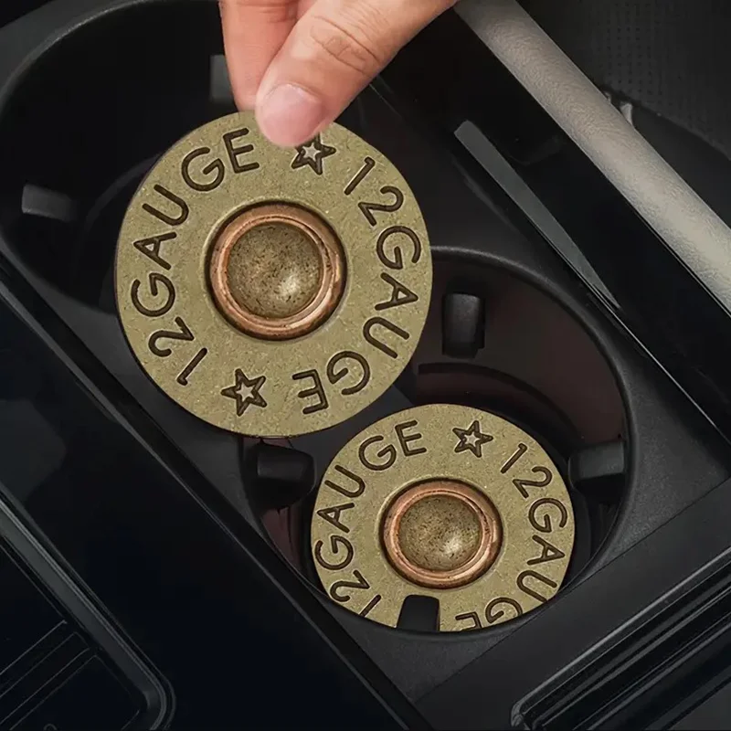 2pcs Bullet Base Pattern Car Coasters, for Car, Home and Office Desk Coasters, Gift for Dad, Non-slip Car Coasters