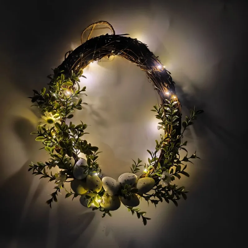 Easter Wreath Simulation Egg Wreath Spring Simulation Flower Wreath Door Hanging Decoration