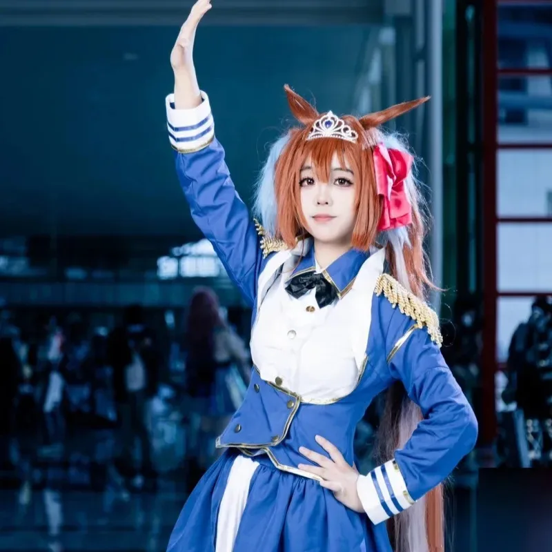 

2026 Halloween Carnival Anime Game Uma Musume: Pretty Derby Daiwa Scarlet Cosplay Costume Combat Uniform Skirt Woman