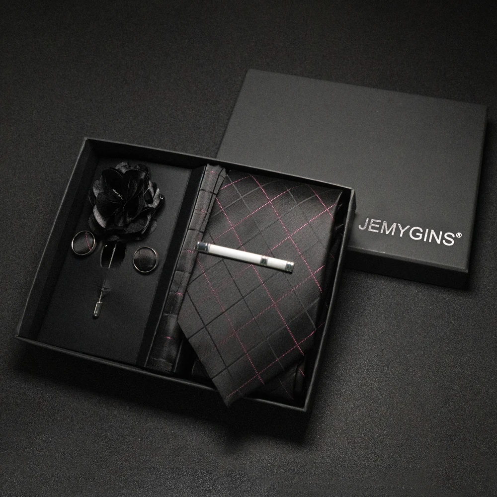 Weinrote Herrenkrawatte, Paisley-Seidenkrawatte, Einstecktuch, Manschettenknöpfe, luxuriöses Geschenkbox-Set, Hochzeitskrawatte, Accessoires, Krawatte für Herren – Detail 22