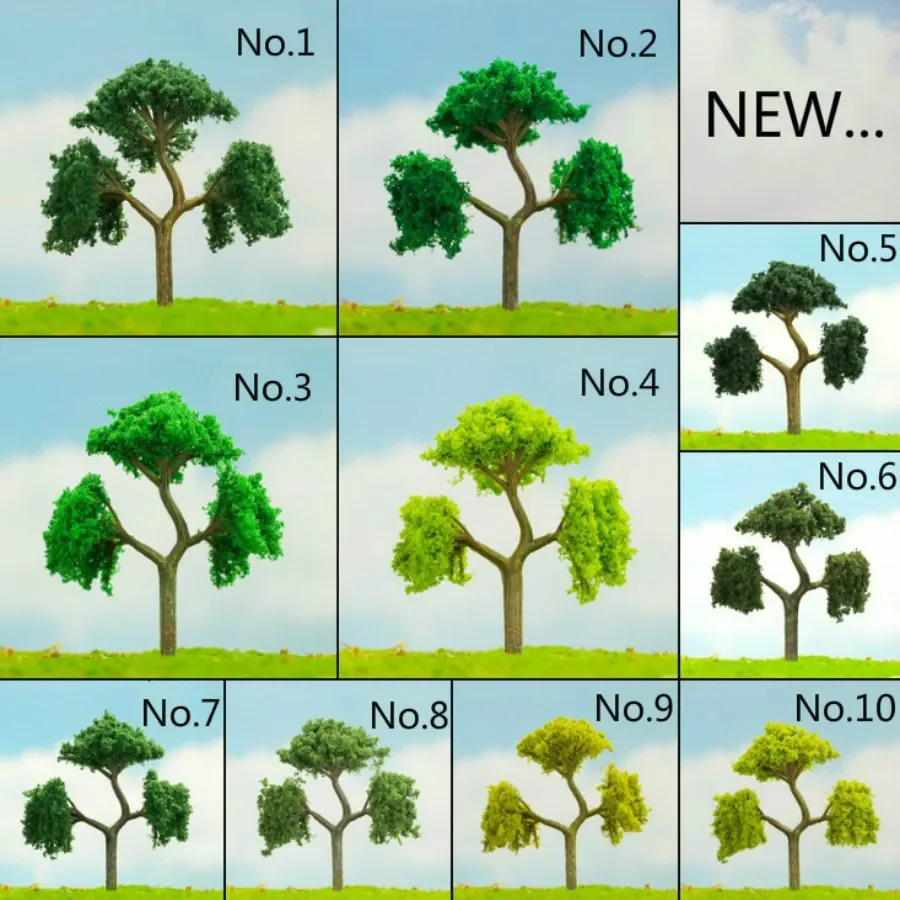 2018 quente 200 pçs/lote 3.5-9.5cm miniatura de plástico verde modelo árvores para n z escala layout jardim pacote