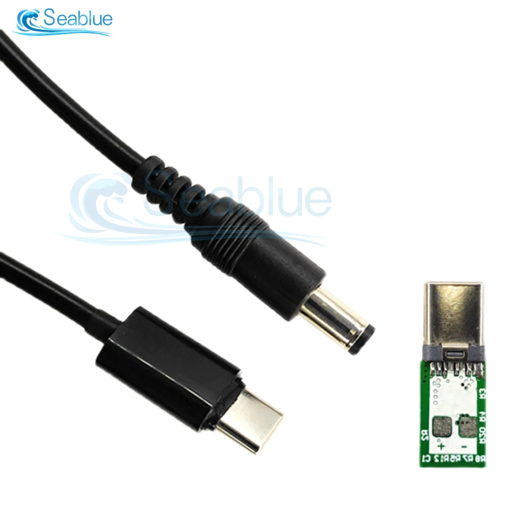 PD/QC2.0/3.0 Decoy Cable TYPE-C to DC 5.5X2.5 5.5X2.1 Adapter Cable 3A 5A 9V 12V 15V 20V Laptop Cable Length 1M