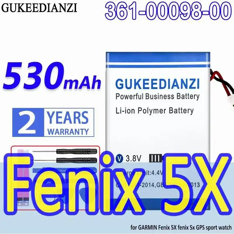 ساعة رياضية 530 مللي أمبير في الساعة لـ Garmin Fenix 5X Gps 361-00098-00 بطارية بديلة ممتازة للشحن السريع #1