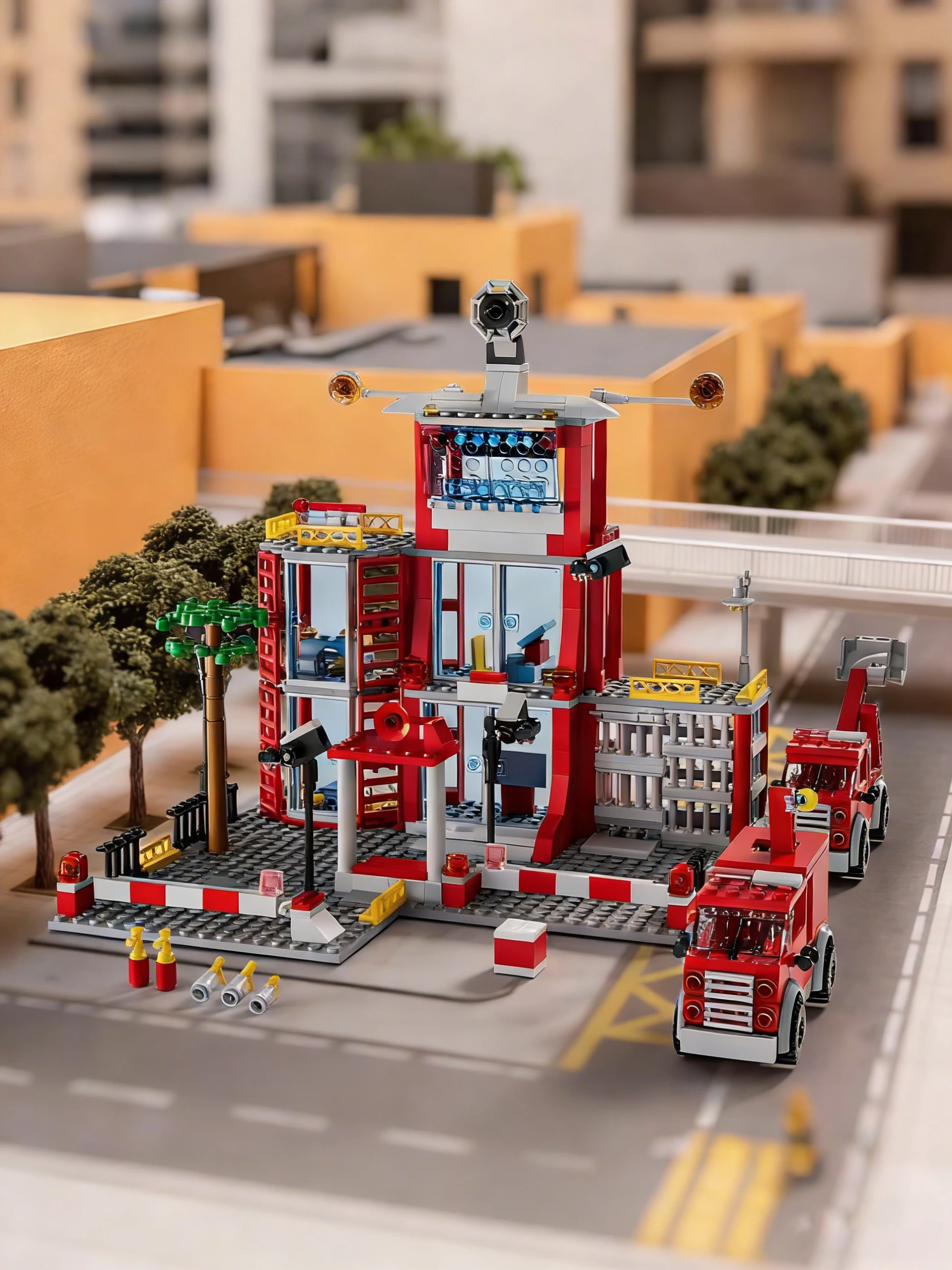 1000+ Teile Urbane Architektur Bausteine Polizeistation Feuerwehrstation Feuerwehrauto Bausteine Spielzeug Weihnachts- und Feiertagsgeschenk – Detail 5