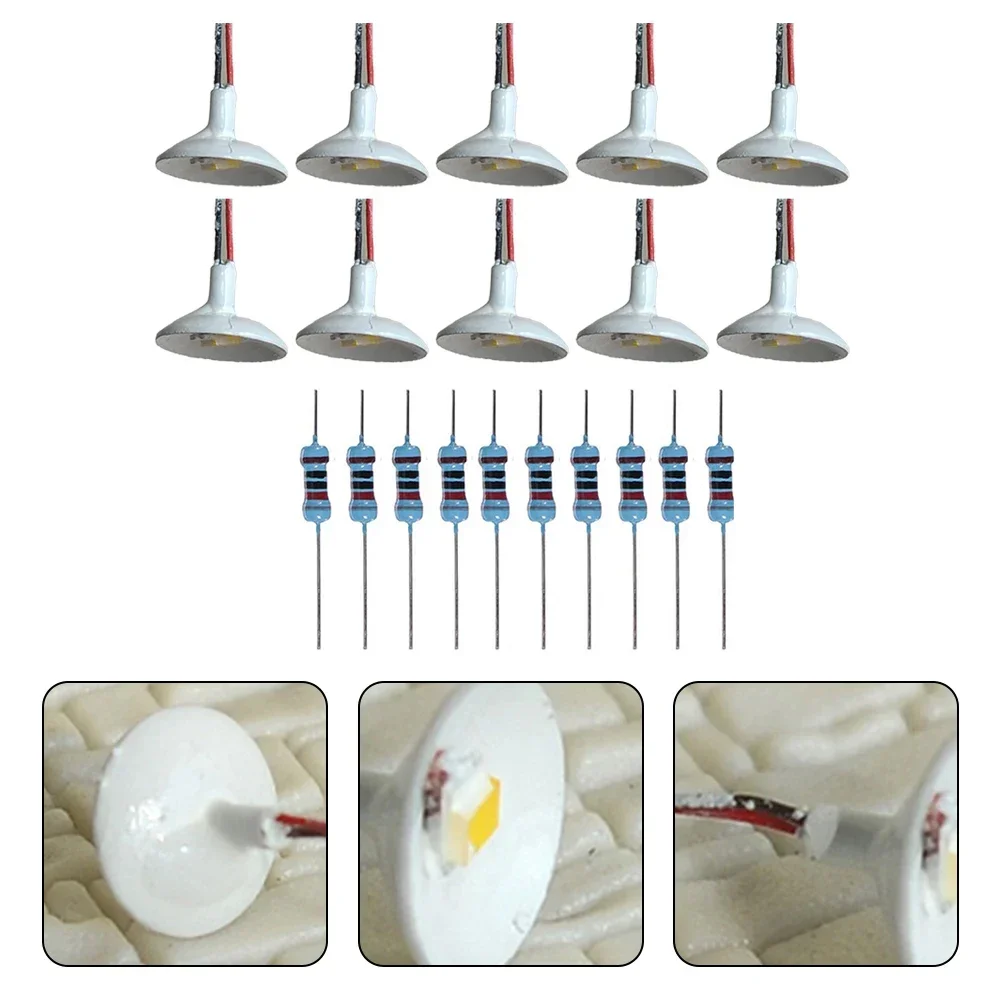 10 Pcs OO / HO Scale Street Light Model Wall Lamp Posts Led Ceiling Lamps White Railway Train Garden Playground Scenery