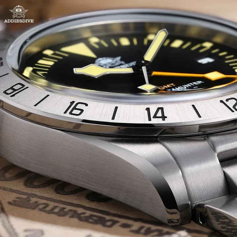ADDIESDIVE Hot Sale GMT Quartz Watch Bubble Mirror Glass AD2036 Mens Dive Watches 20Bar Waterproof Super Luminous Man WristWatch