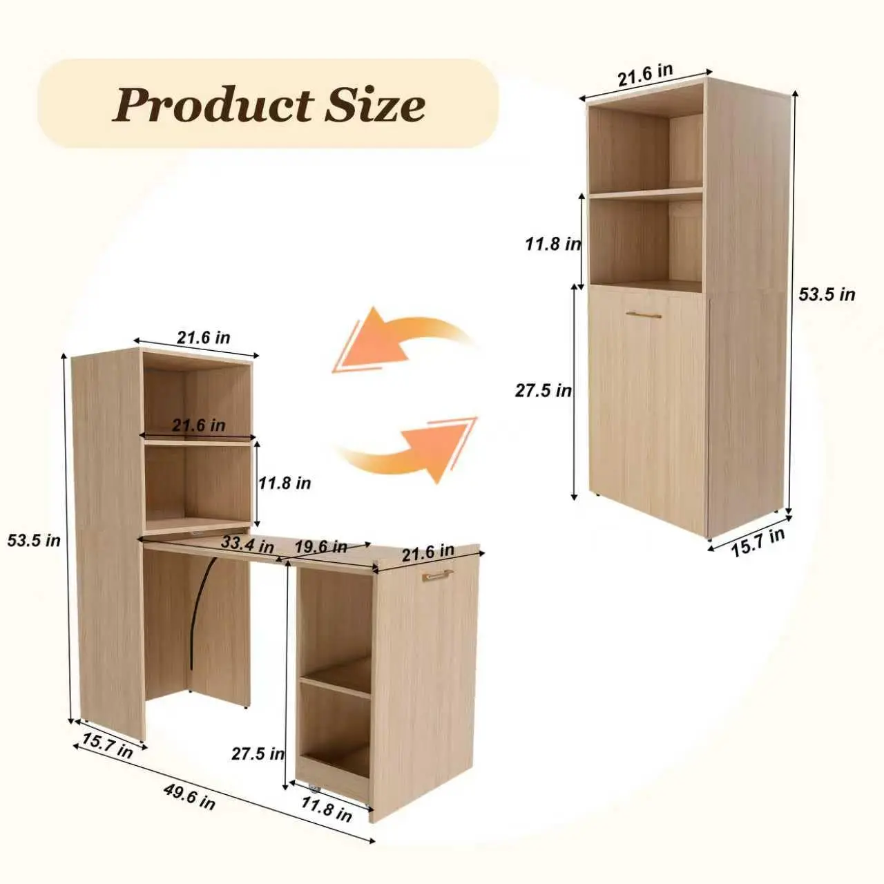 Expandable Foldable Desk with Storage Shelves & Wheels, Compact Computer Desk for Small Space, L Shaped, Customized