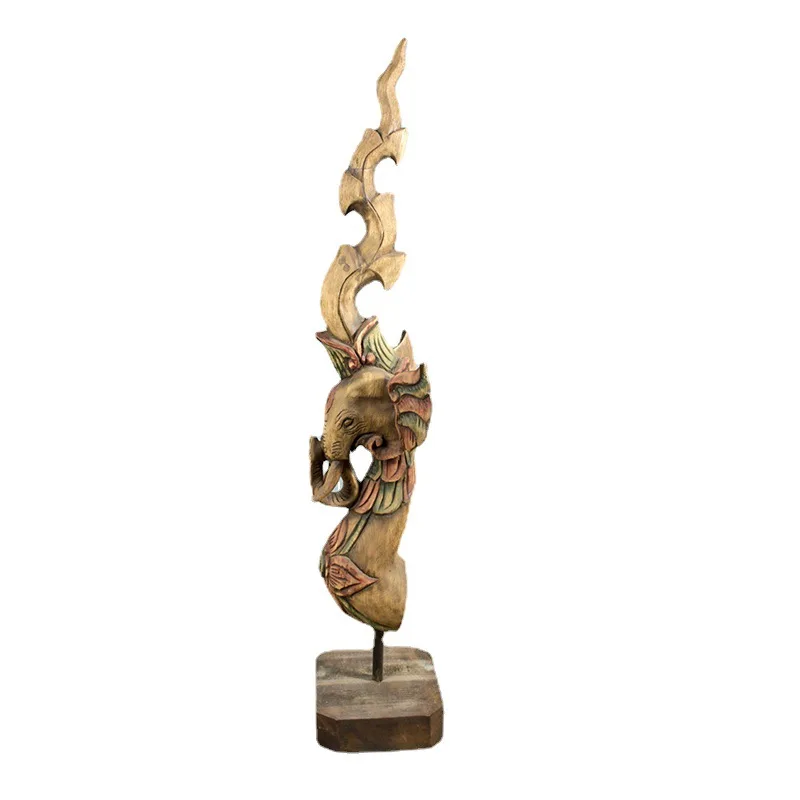 Wood carving crafts, dragon and phoenix corner screw decoration club hotel lobby