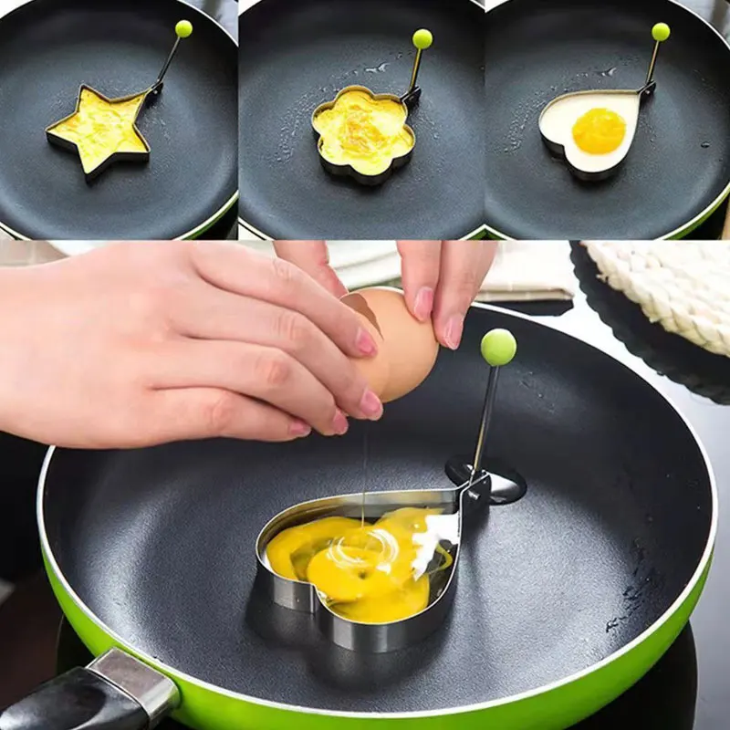 Stainless Steel 5Style Fried Egg Pancake Shaper Omelette Mold Mould Frying Egg Cooking Tools Kitchen Accessories Gadget Rings