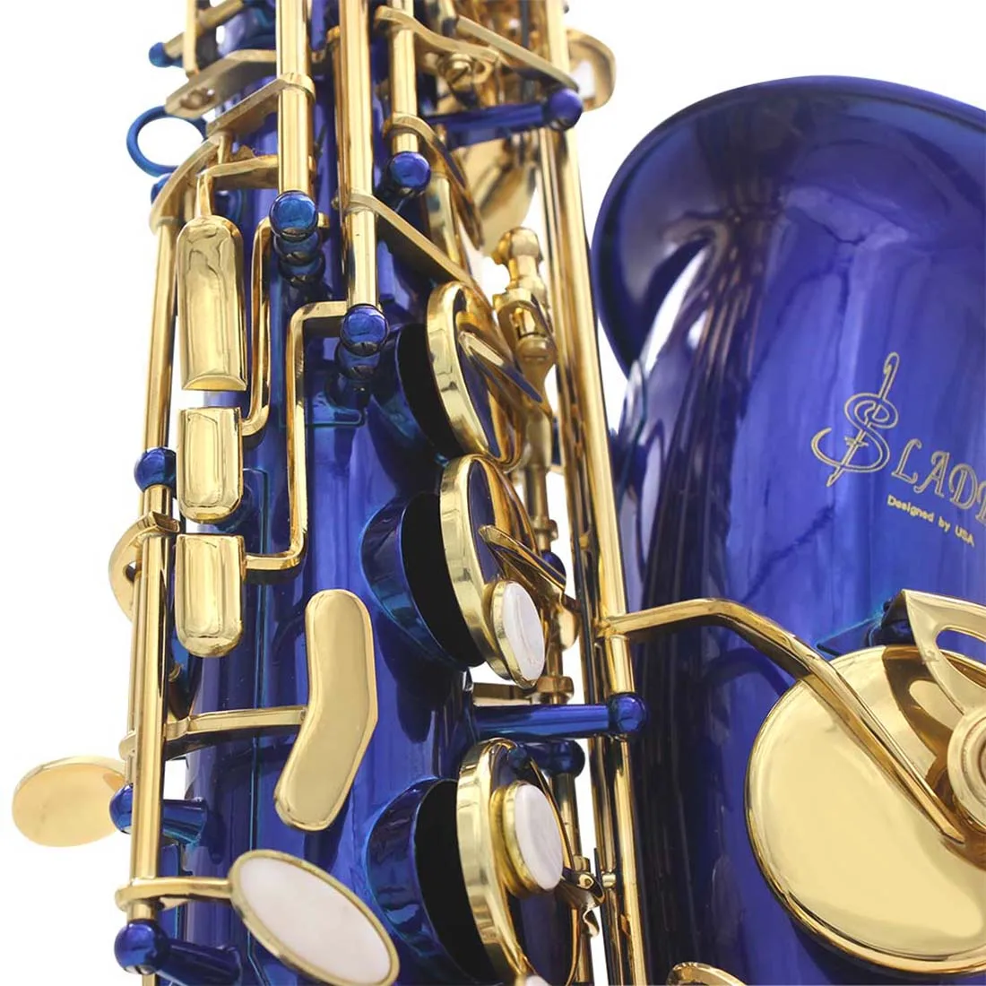 SLADE Eb Alto Saxophone E شقة الأزرق الذهب مفتاح آلات النفخ الخشبية مجموعة مع حقيبة حمل فرشاة تنظيف المعبرة وأجزاء
