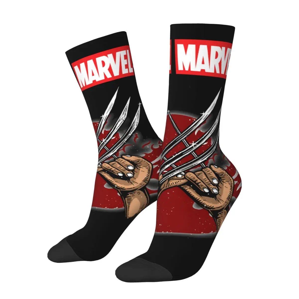 Like Father Like Daughter Sock for Men Hip Hop Harajuku Marvel X-man Deadpool & Wolverine Quality Pattern Printed Boys Crew Sock