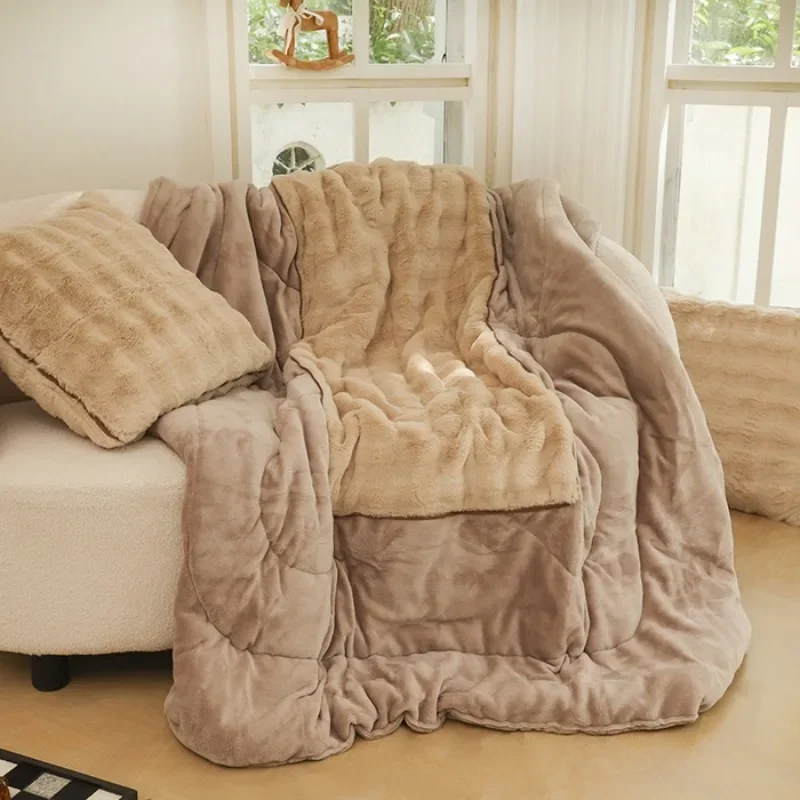 2025 new bubble rabbit plush milk plush throw pillow quilt two-in-one multi-functional throw pillow quilt cushion