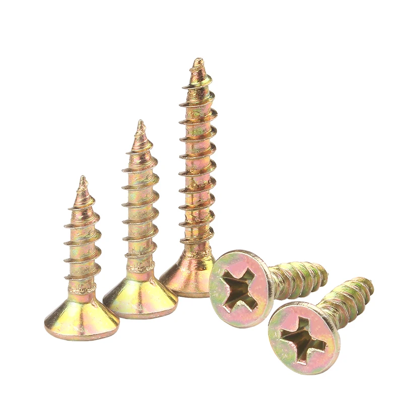 50-300pcs M3 M3.5 M4 m5 Zinc Cross Recessed Countersunk Fiberboard Chipboard Screws Coated Flat Head Self Tapping Wood Screw