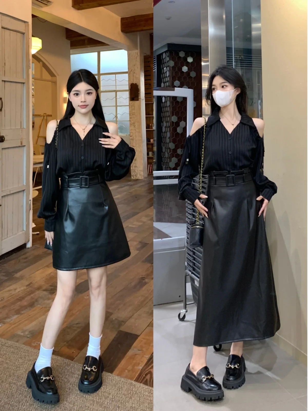 

plus Size Women's Fashion Set Korean Style Slimming Waist Two Piece Suit Short Sleeve V-Neck Commute Style Cotton Blend