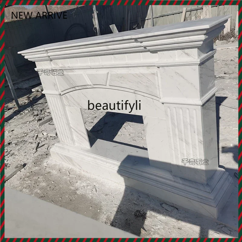 

KK32 Marble European stone carving fireplace Jazz white stone simple American interior decoration mantel