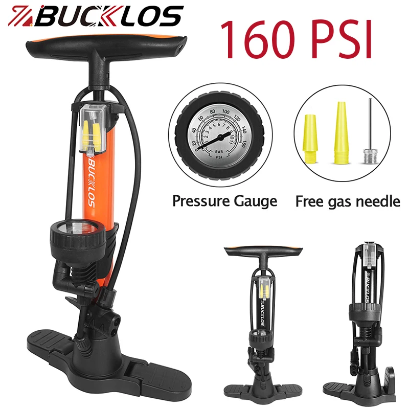 

BUCKLOS 160PSI Bike Pump Bicycle Tire Inflator Pressure Gauge Bike Schrader/Presta Valve Pump Scooter Motorcycles Tire Inflator