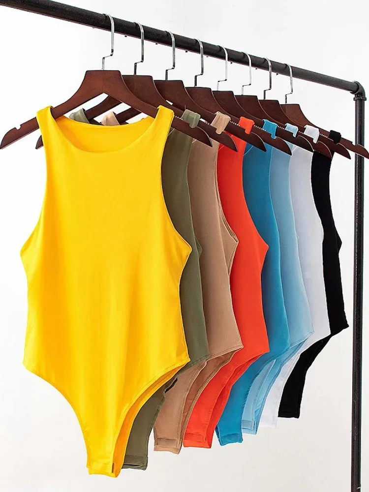 

summer solid sexy bodycon women bodysuits female 8 color green slim casual bodysuit chic lady club short playsuits femme